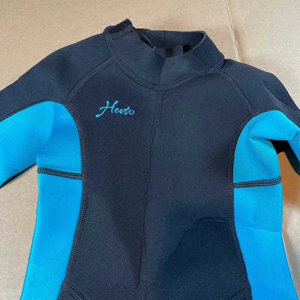 Hevto Kids Guardian Wetsuit Size 5 Blue Black 2mm Neoprene Full Body Swim Suit